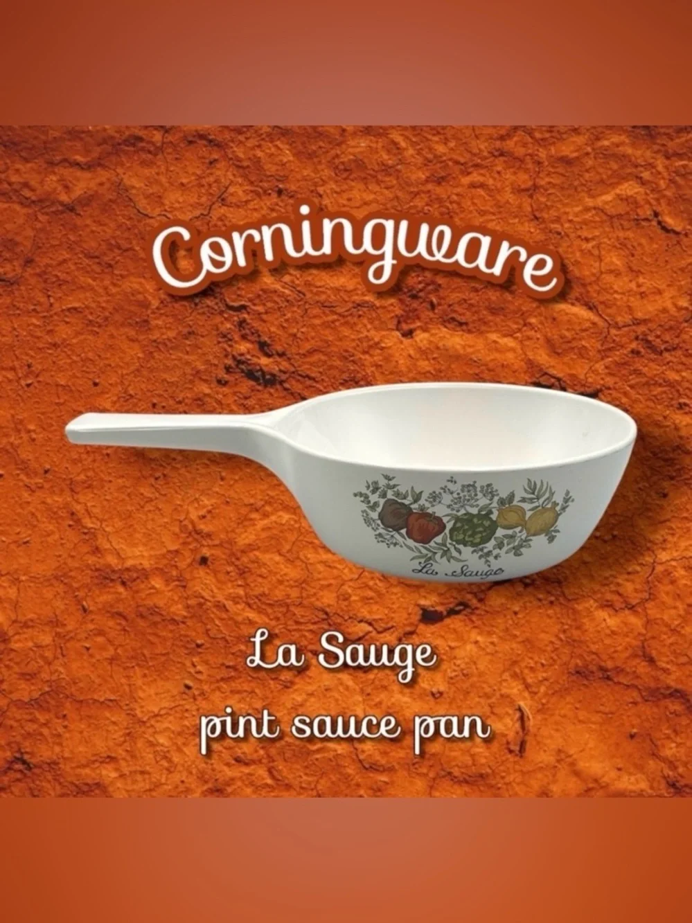 Corningware Vintage La Sauge Pint Sauce Pan with Vegetable Design White